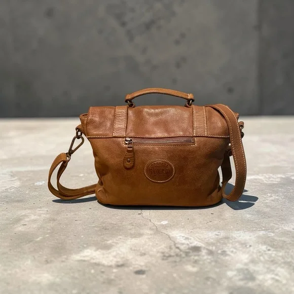 Roots Genuine Leather Satchel Crossbody Bag Brown | Vintage Style. - Picture 2 of 10